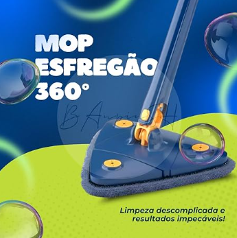 Esfregão Triângulo Mop De Limpeza Ajustável Giratória 360°